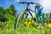 Fahrrad Ausflug Erholung Sommer – Bike in Nature Landscape Fahrrad auf Wiese